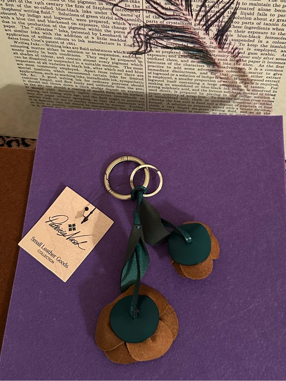 Patricia Nash (NWT) Authentic Leather Double Flower Key Holder or Bag Charm - Picture 5 of 5